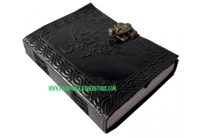 embossed wolf handmade leather journal